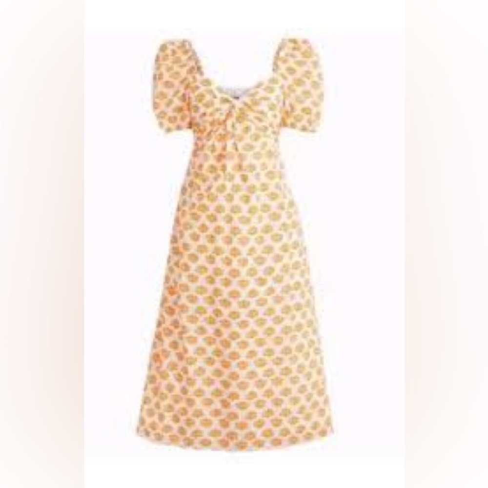 J.Crew Orange and White print midi dress - gently used